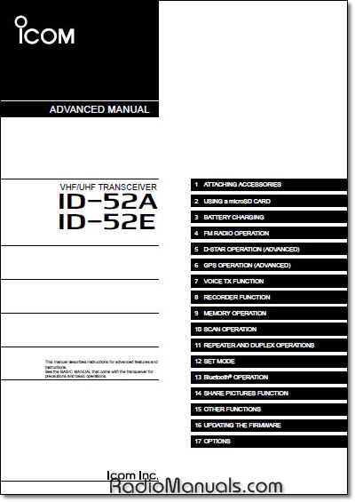 Icom ID-52A/E Advanced Instruction Manual - Click Image to Close